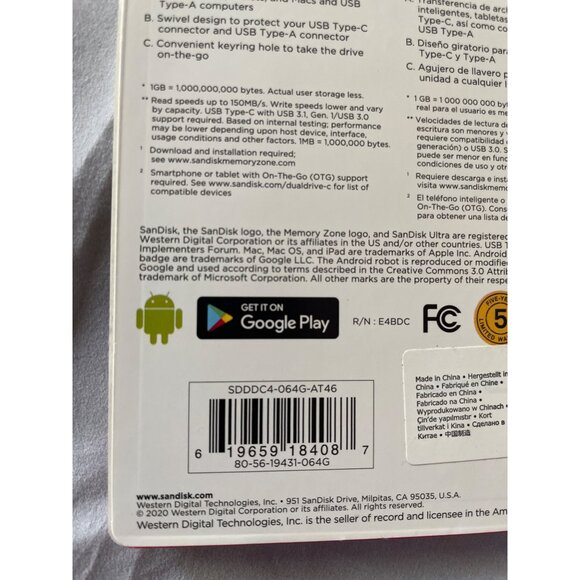 SanDisk Ultra 64GB Dual Drive Luxe USB Type-C Flash Drive For Smartphones Tablet - Picture 3 of 16